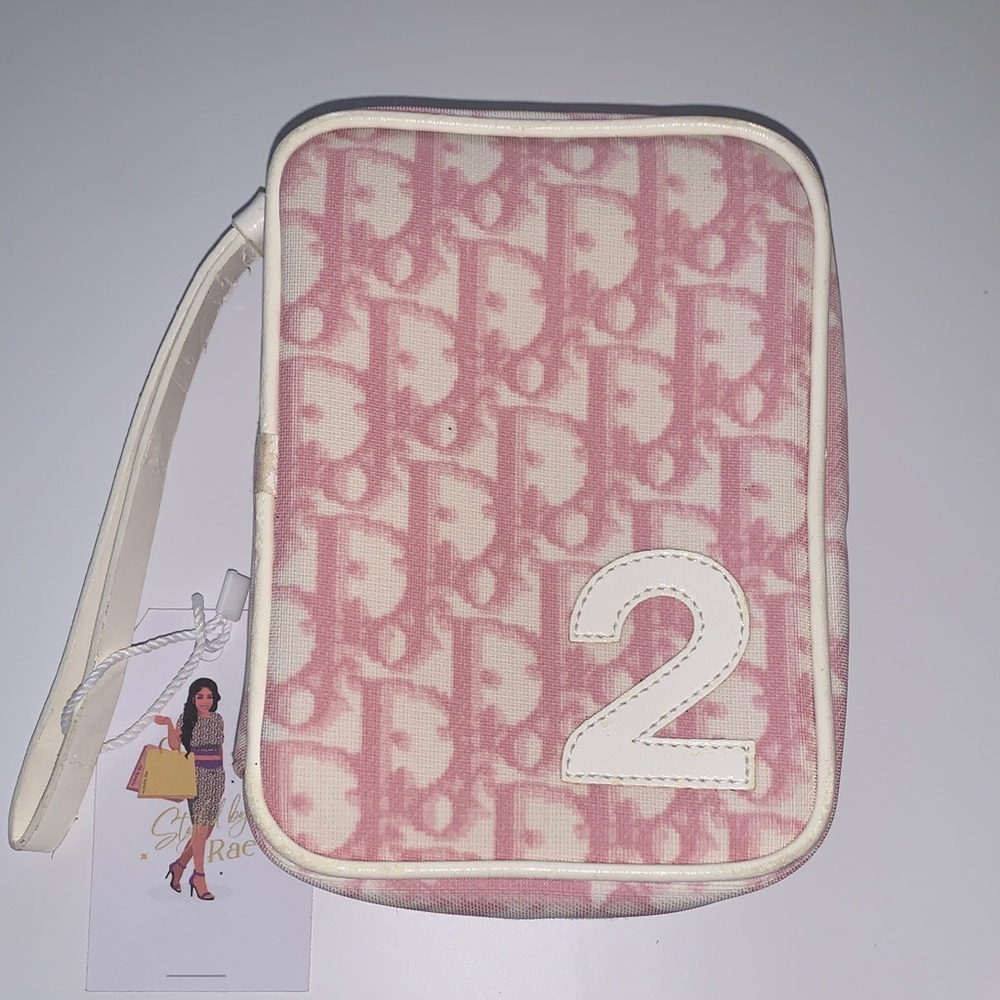 Christian Dior Trotter Pink and White Cosmetic Pouchette